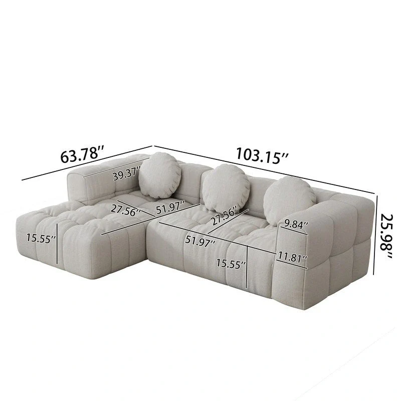 103  L-Shaped Modular Sofa, Free Combination (Left and Right Facing)