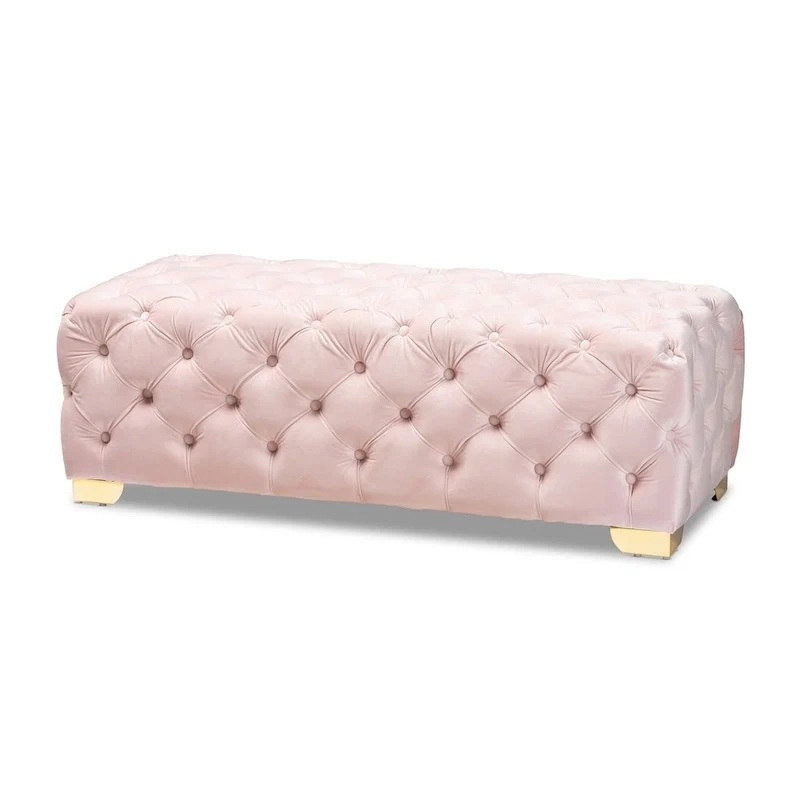Gracewood Hollow Solanki Velvet Fabric Ottoman Bench