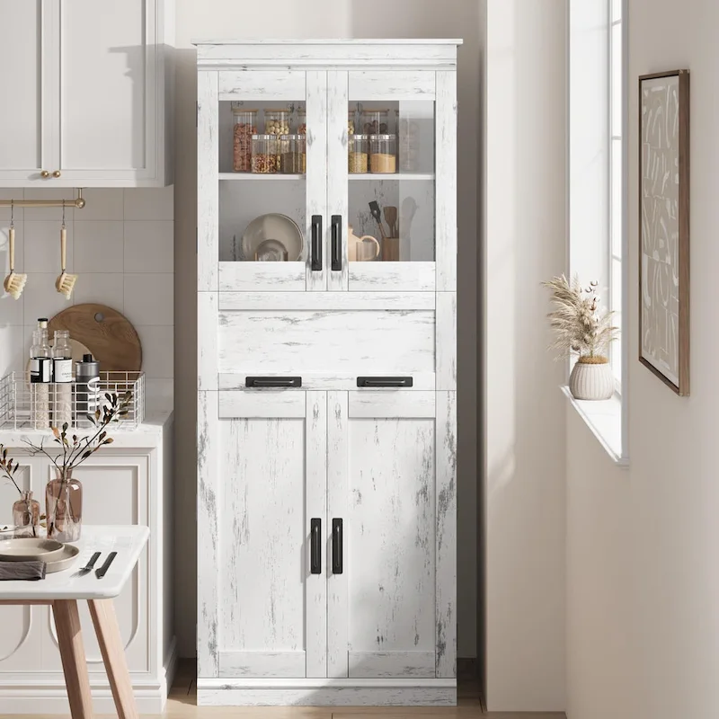 Bathroom Cabinet, Tall Kitchen Pantry Cabinet with Doors and Adjustable Shelf