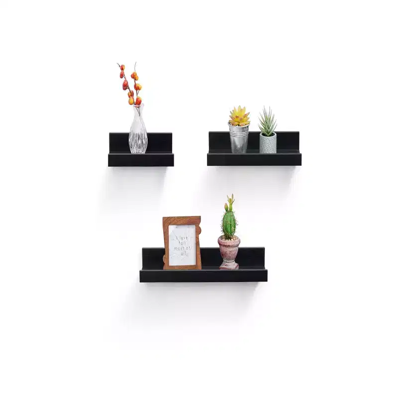 NAYSAYE Floating Shelves Wall Mounted Wood Storage with Invisible Brackets for Bathroom Bedroom Living Room Kitchen, Multicolor