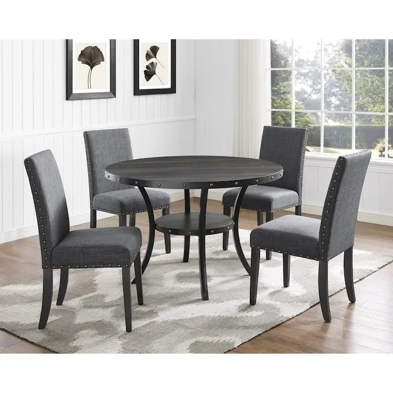 Nailhead-Trim Fabric Dining Chairs (Set of 2)