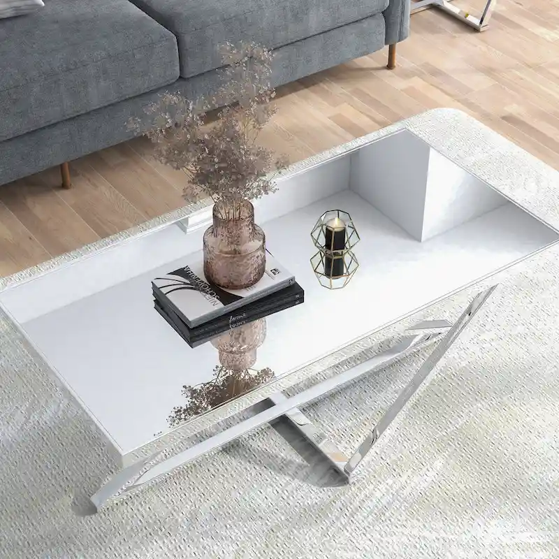 Marchat Glam Chrome 47-inch Mirror Top Coffee Table by