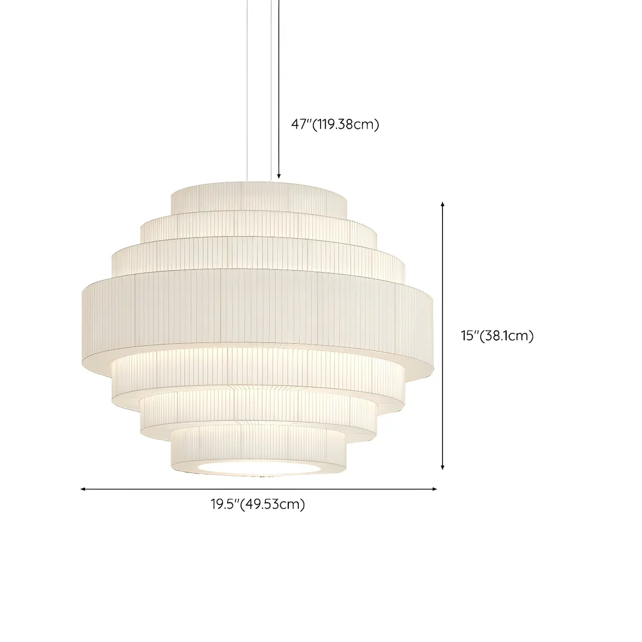 Modern White Geometric Fabric Tiered Chandelier