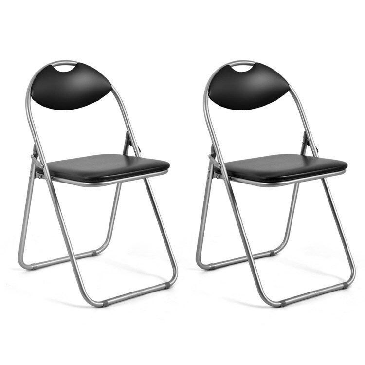 Black Portable Folding Dining Chairs Set with Carrying Handles and U-Shaped Metal Base