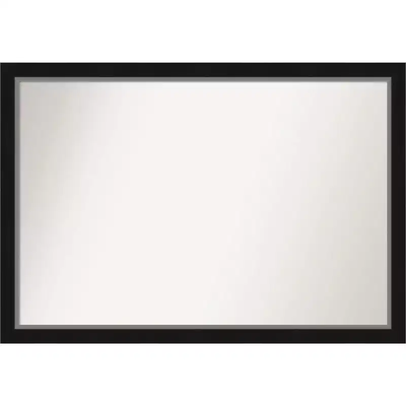 39" x 27" Non-Beveled Eva Narrow Bathroom Wall Mirror Black - Amanti Art: Modern Rectangular, Polystyrene Frame, Wall Mounted