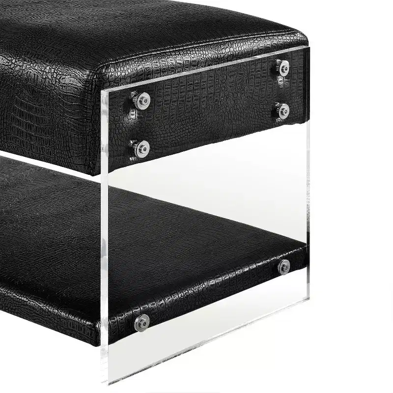 Inspired Home Galileo PU Leather Acrylic Shelf Bench