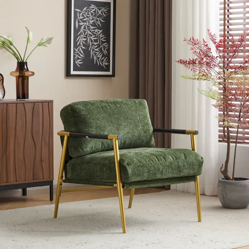 Varsts Modern Upholstered Accent Chair with Wood Frame, Emerald by Christopher Knight Home
