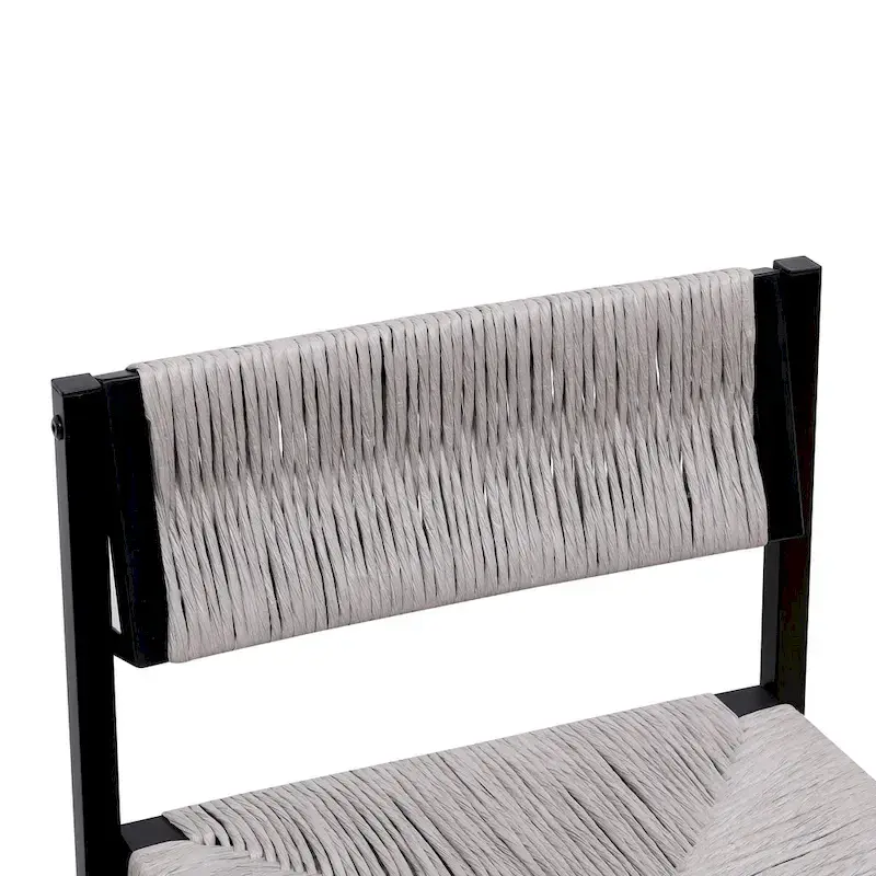 Counter Height Bar Stools Set of 2, Kichen Island Chairs with Back, Armless Dinning Room Chairs with Hand Weave