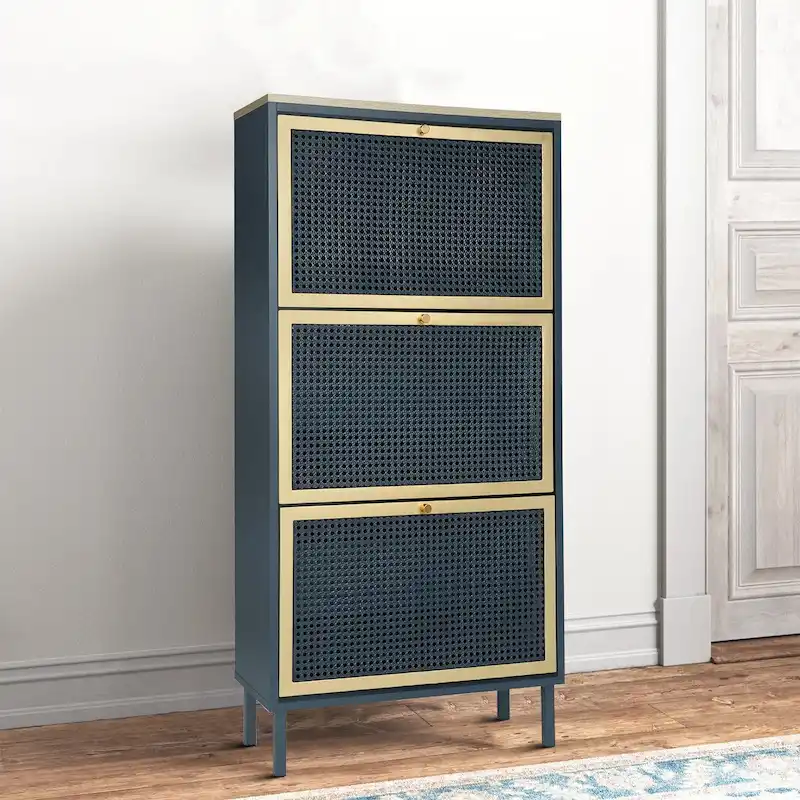 Classic Vintage Storage Shoe Cabinet with 3 Flip Drawers