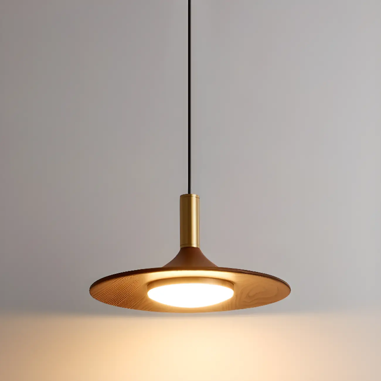 Modern Metal Walnut Acrylic Geometric Pendant Light