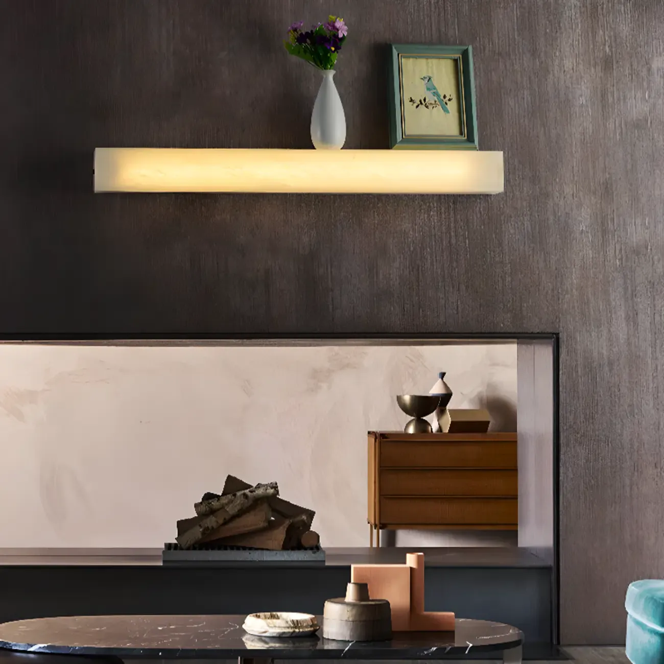 Rectangular Warm Glow Resin Kitchen Island Pendant Light