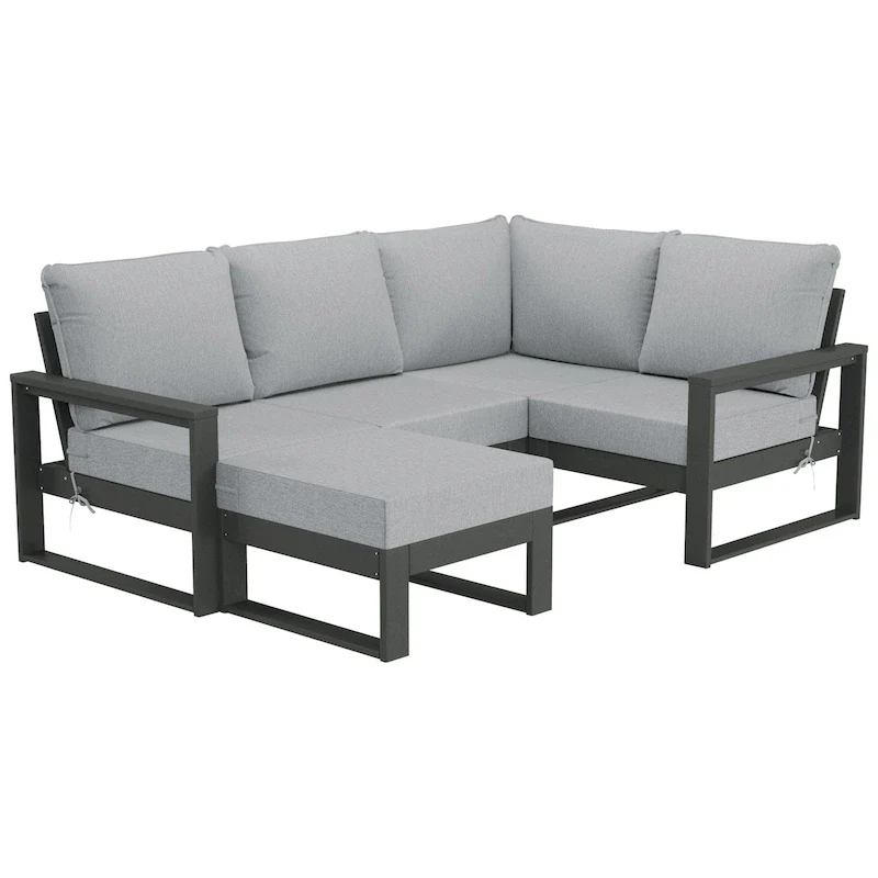 Polytrends Endless Patio 5-Piece Deep Seating Set with Ottoman with Gray Frame