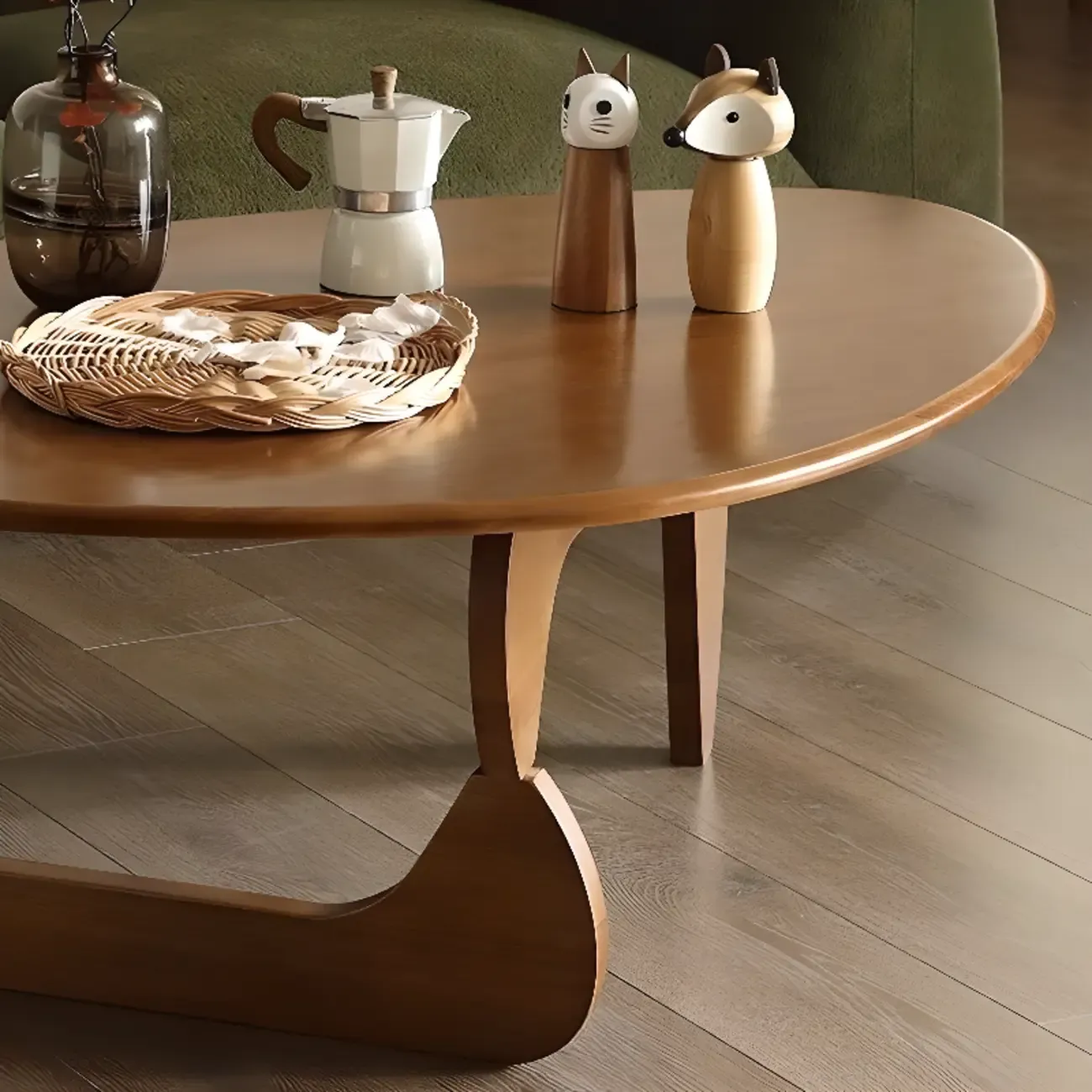 Modern Abstract Wood Triangular Coffee Table