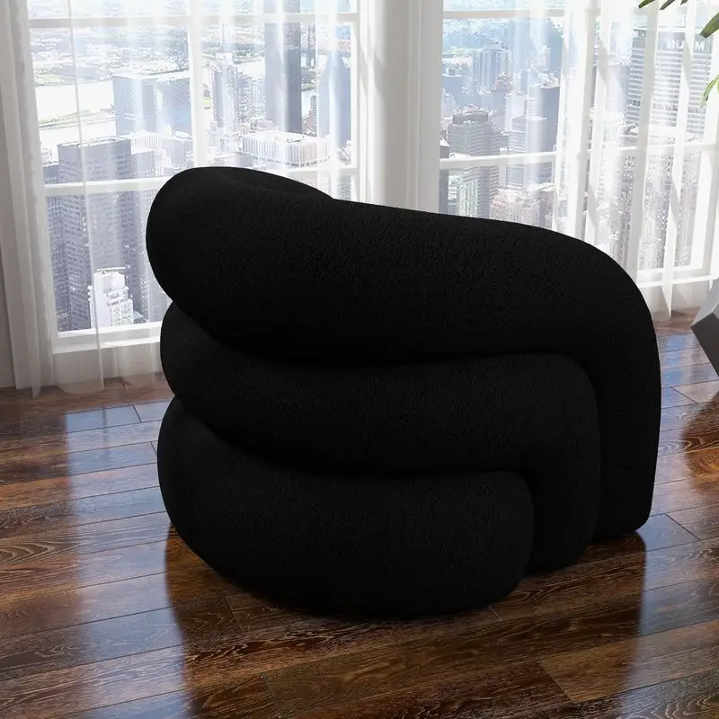SEYNAR Modern Glam 360 Degree Swivel Teddy Upholstered Accent Armchair with Tufted Back
