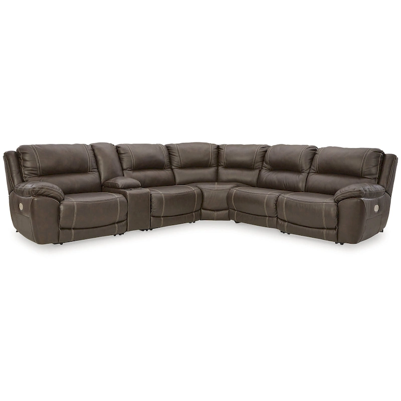 Signature Design by Ashley Dunleith Brown 6-Piece Power Reclining Sectional - 136W x 123D x 43H