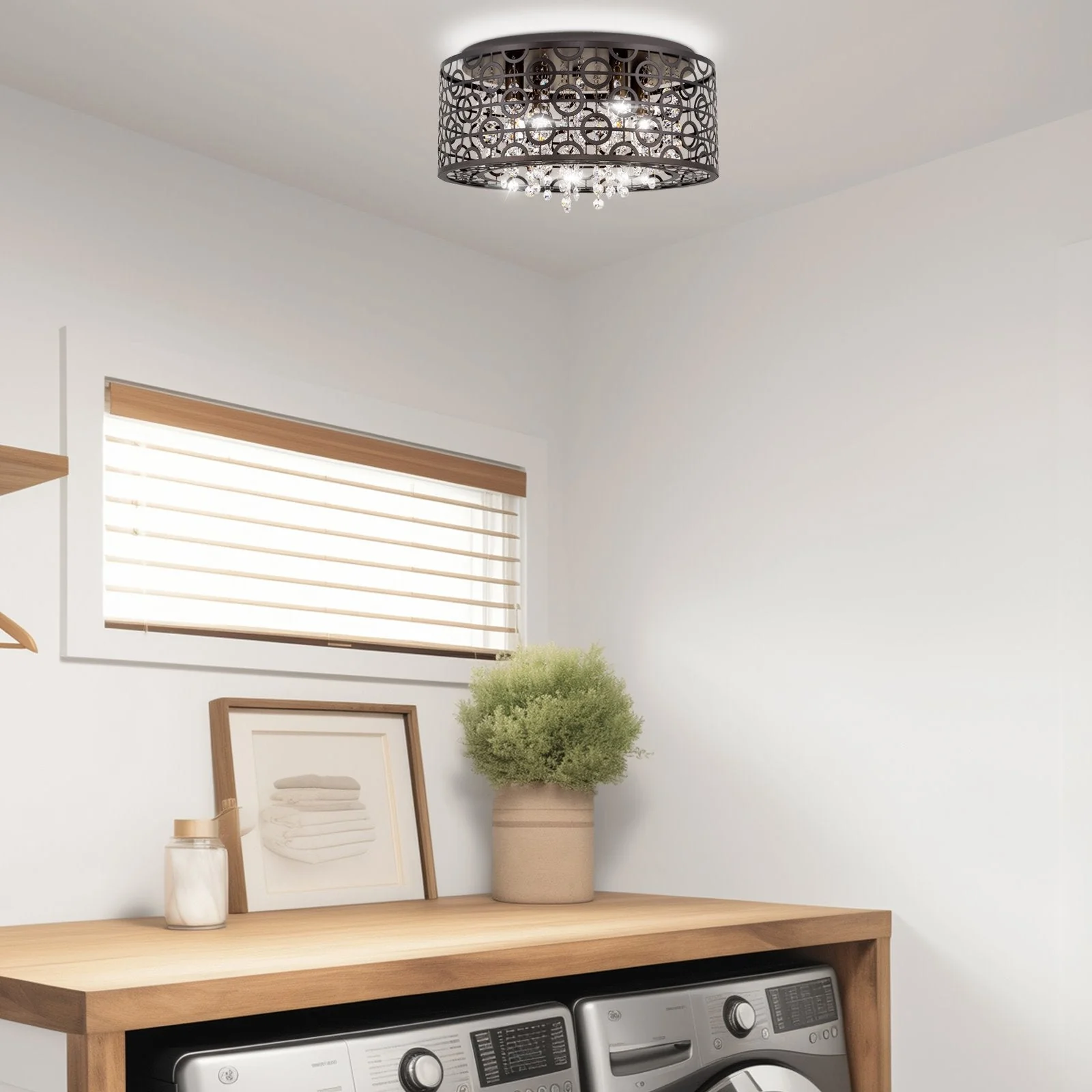 Brielle 15 Modern Chic 4-Light Crystal Flush Mount Chandelier