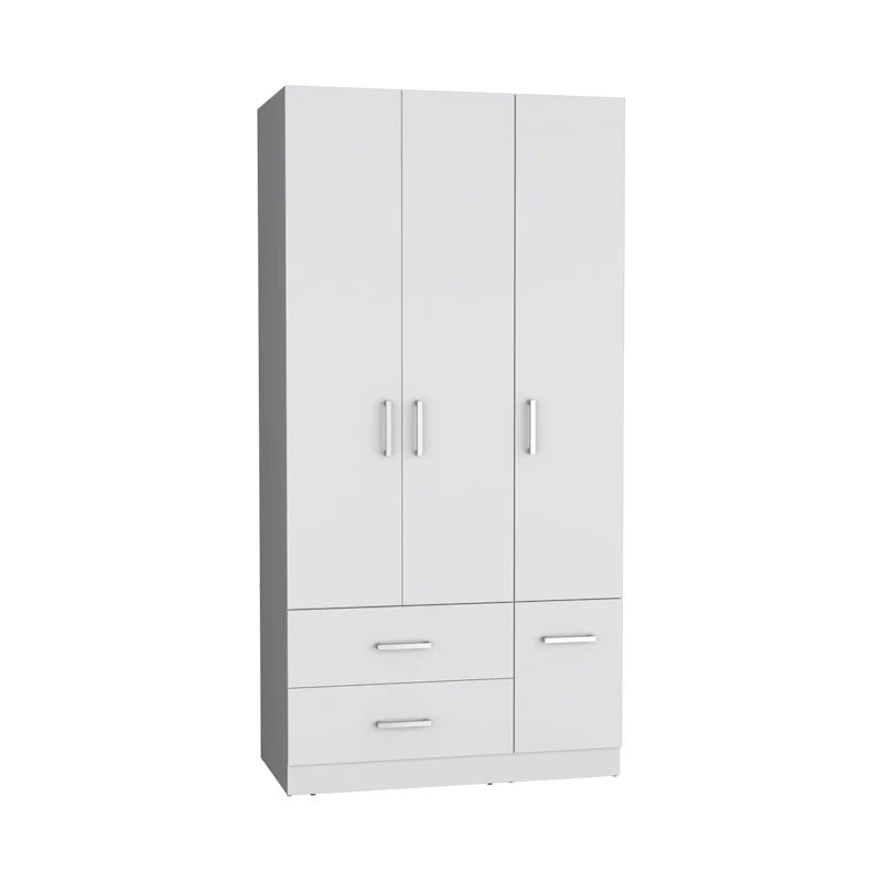 18.7 Modern Four-door Armoire with Hanging Rod, Two Drawers and 6 Shelves