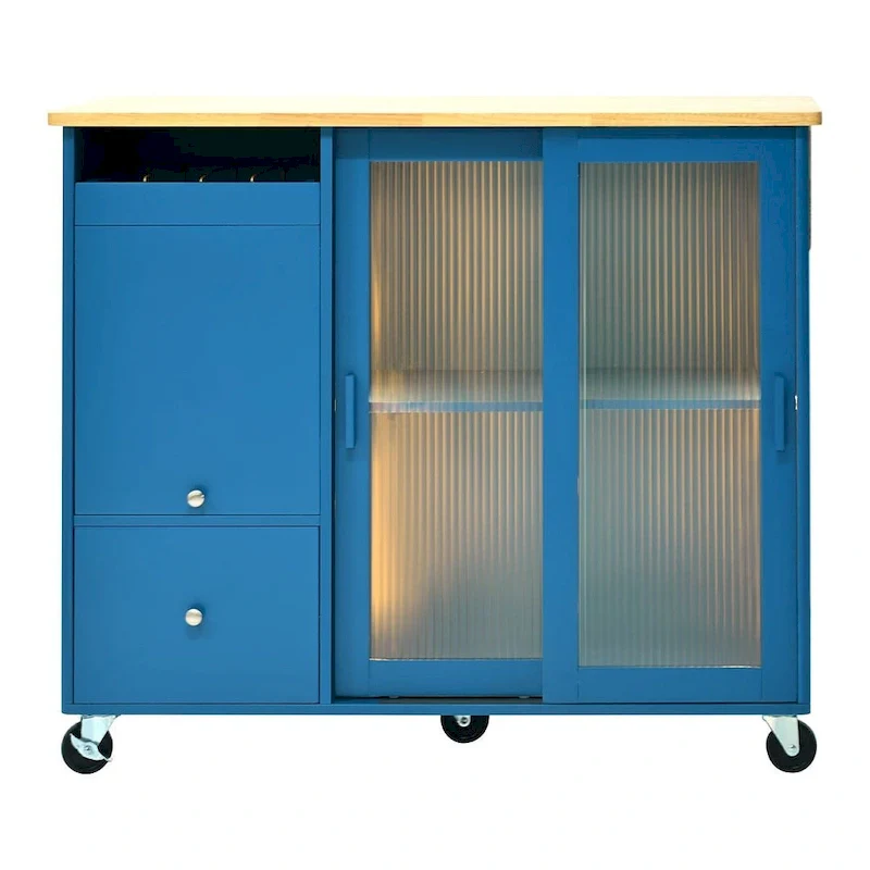 Folding Kitchen Cart with LED Lights