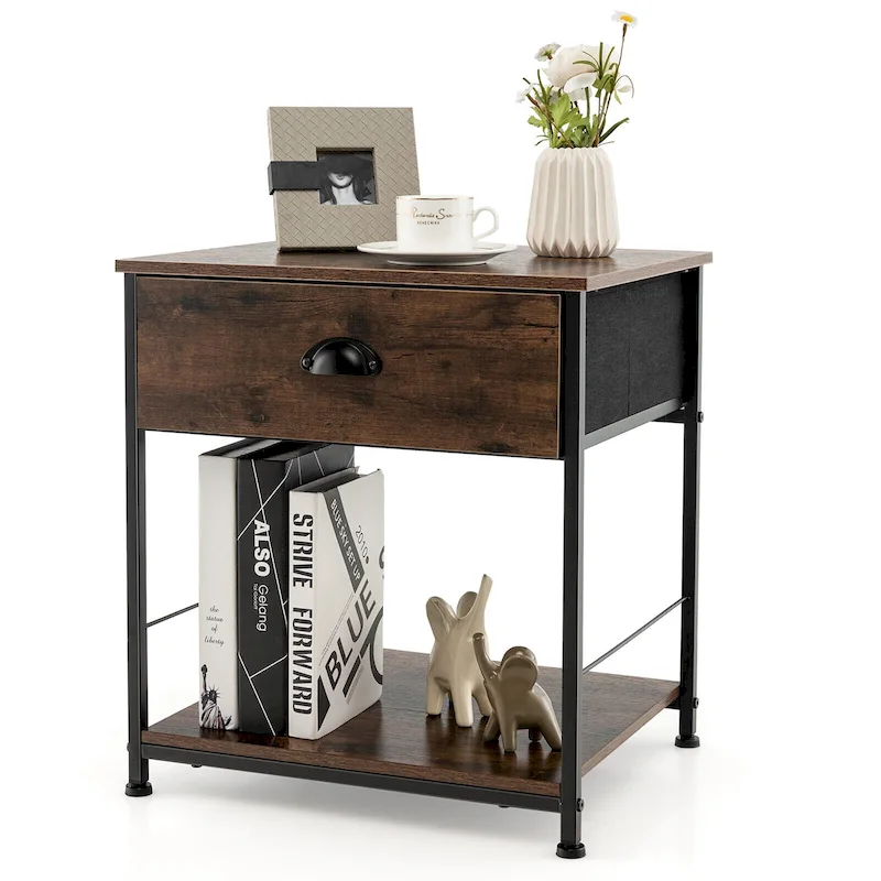 2-tier Nightstand Bedside End Sofa Coffee Table for Bedroom