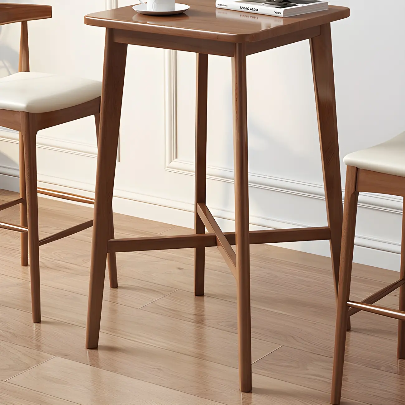 Modern Rubber Wood Square Bar Height Table