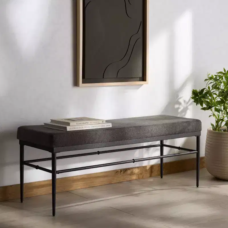 Theabella Linen & Metal Bench - SFV2190 - Safavieh Couture