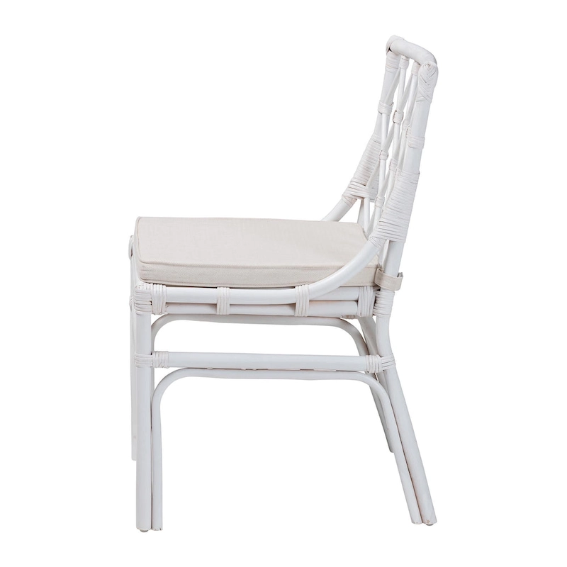Carwyn Bohemian White Rattan Dining Chair