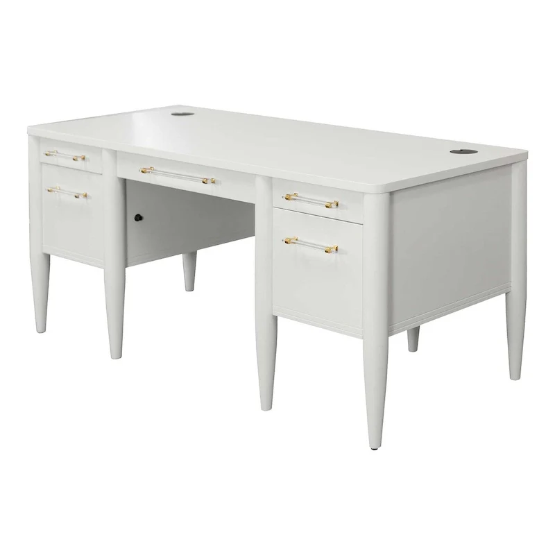 Contemporary Half-Pedestal Desk White
