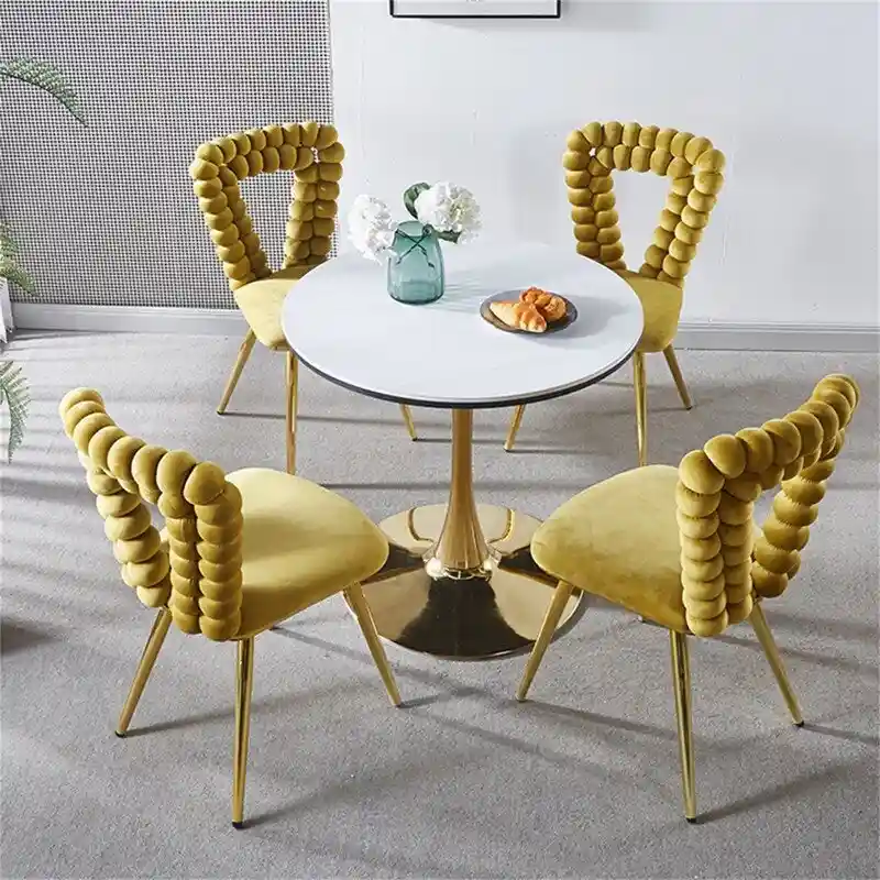 Modern Dining Chair with Metal Legs - 2 Pack