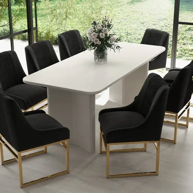 SEYNAR Contempoary Velvet Dining Chair with Metal Frame Legs, set of 8