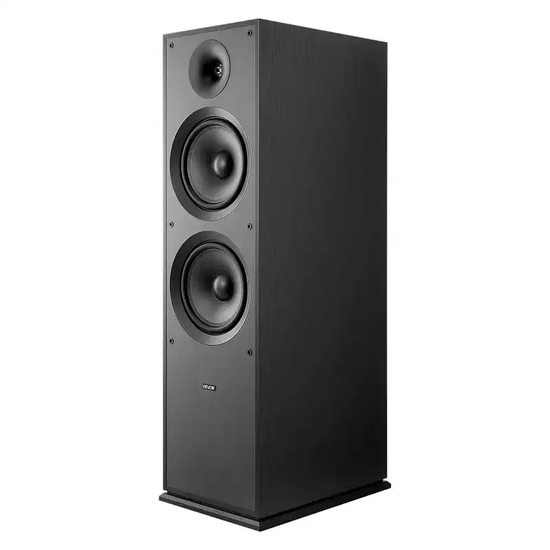 VEVOR Passive Floorstanding Speaker, 2-Way, Floor-Standing Tower Speaker with 1-Inch Tweeter, Dual 8-Inch Woofers, 600W Peak, Black