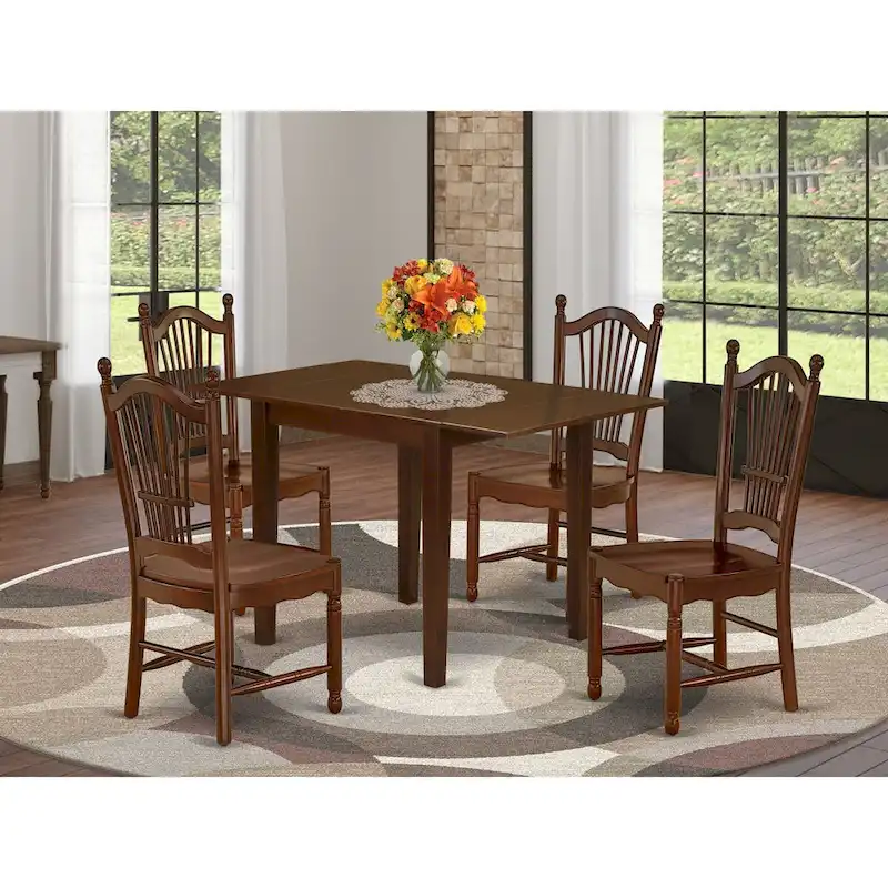 East West Furniture Dining Table Set- a Rectangle Dining Room Table and Kitchen Chairs, Mahogany (Pieces Option