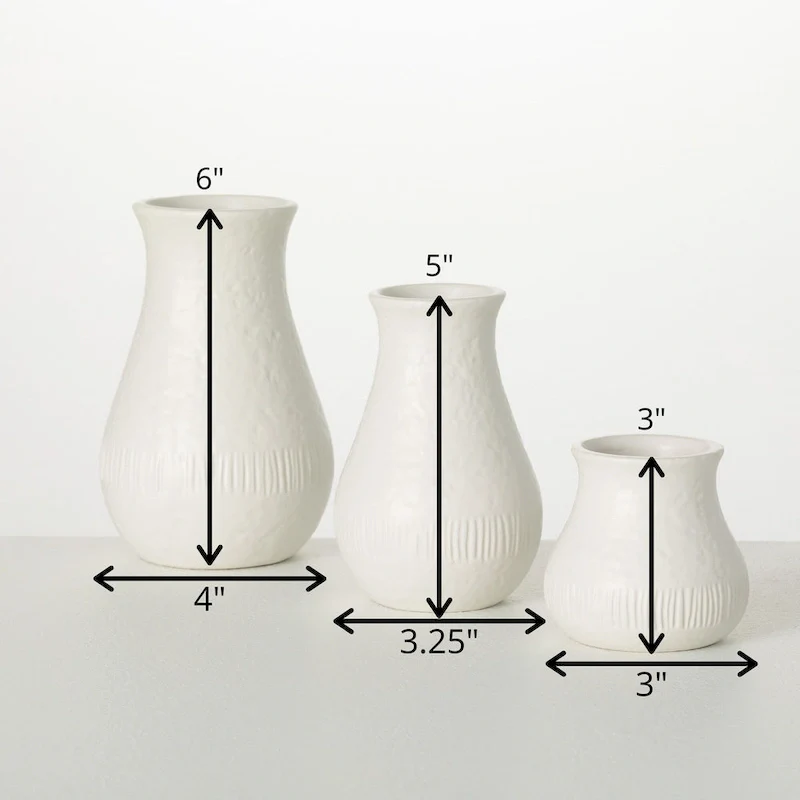 Sullivans 3 , 5  & 6  White Chiffon Stone Vase - Set Of 3