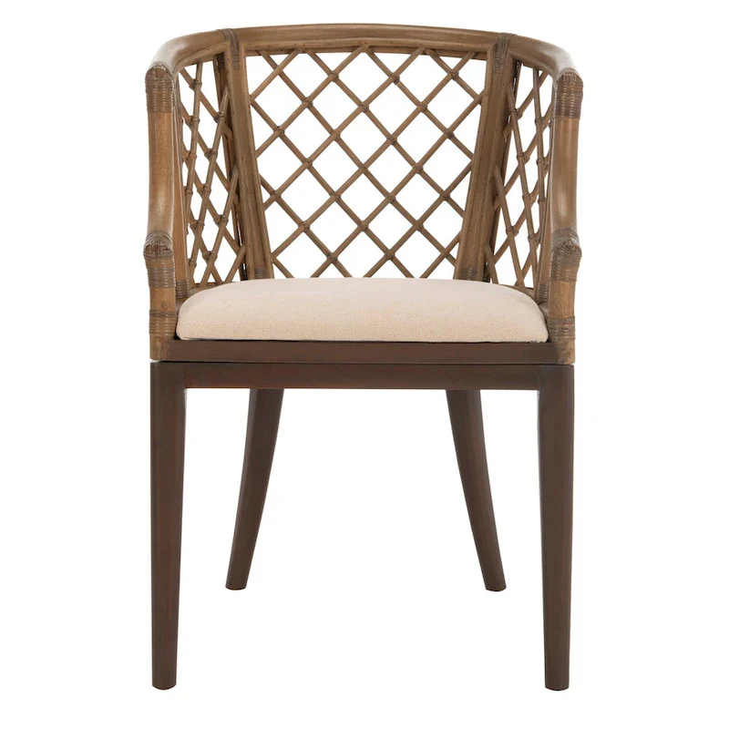 Theona Rattan Lattice Arm Chair - 22.3W x 23L x 31.3H - 22Wx23Dx31H