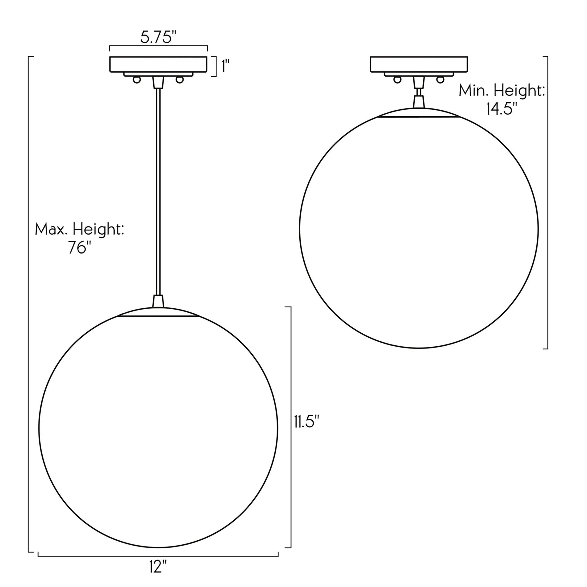 Ceres 12 Mid-Century Modern Hanging Orb Pendant Light