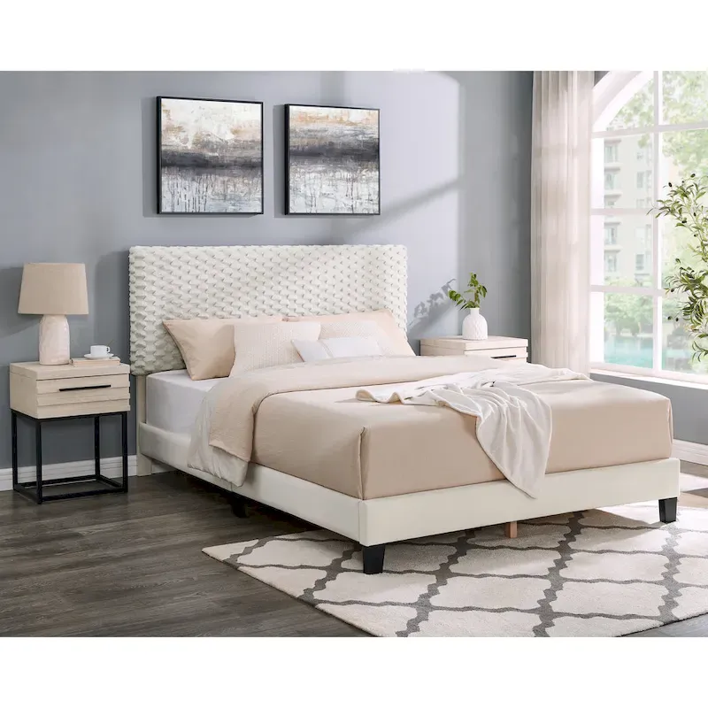 Roundhill Furniture Findlay 3-Piece Bedroom Set in White Dove