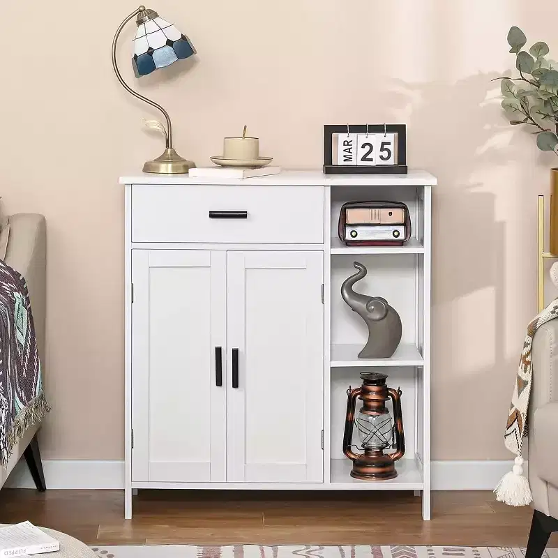 Dcolora Bathroom Cabinet, Floor Storage Cabinet with Doors and Shelves, Coffee Bar Cabinets with Drawer