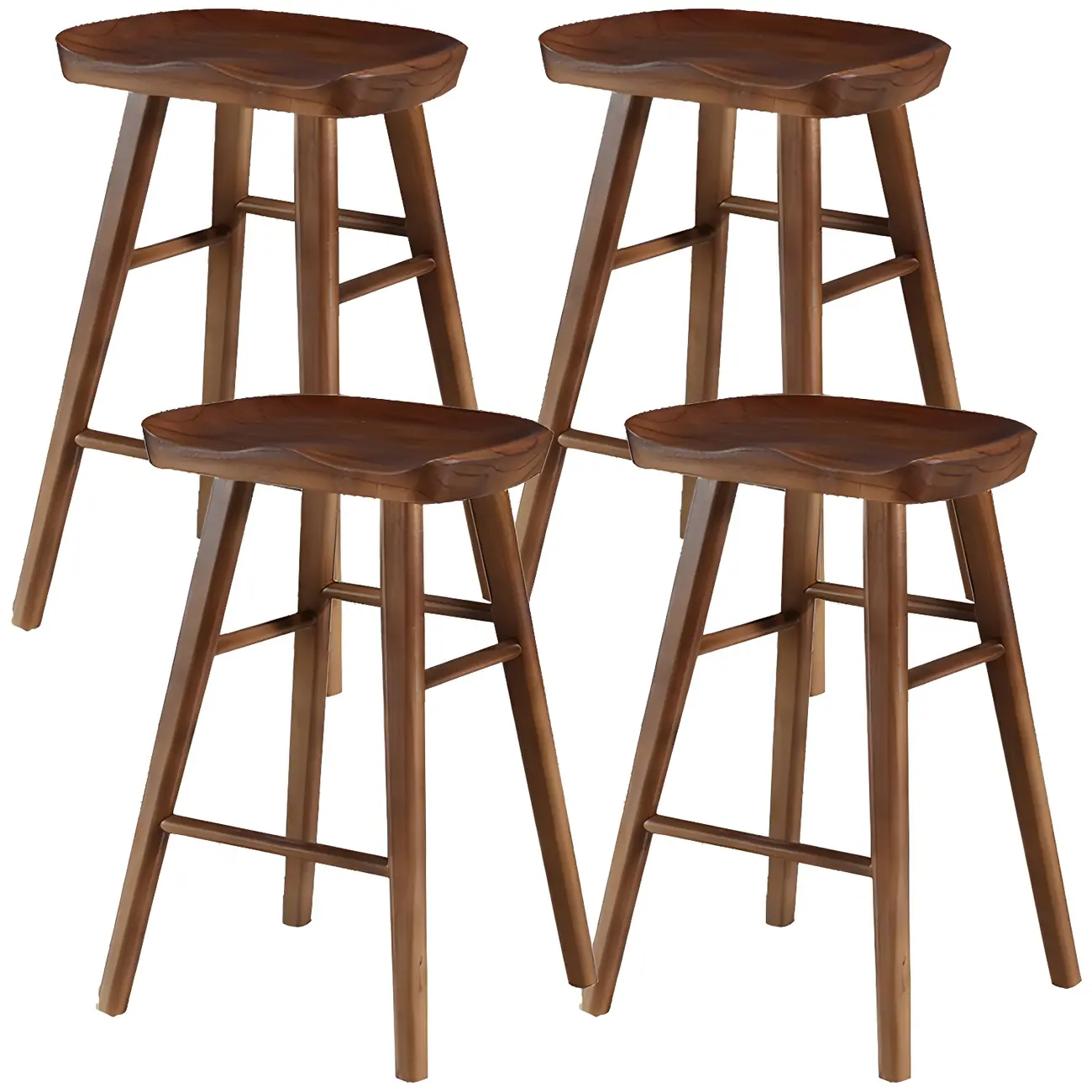 Counter Height Backless Wooden Industrial Bar Stools
