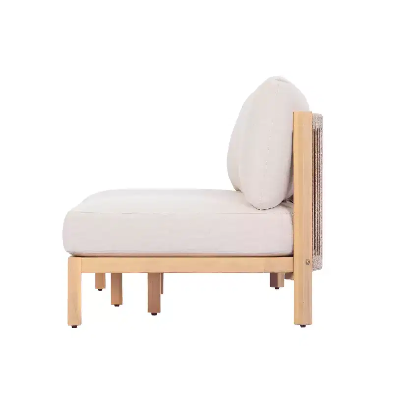 Christopher Knight Home Fabienne 73.23'' Modern Patio Acacia Wood 3-Seater Sofa with Woven Rope Backrest