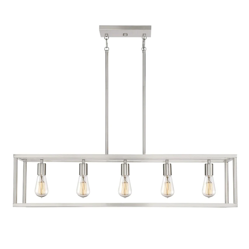 New Harbor Brushed Nickel 5-Light Linear Island Chandelier