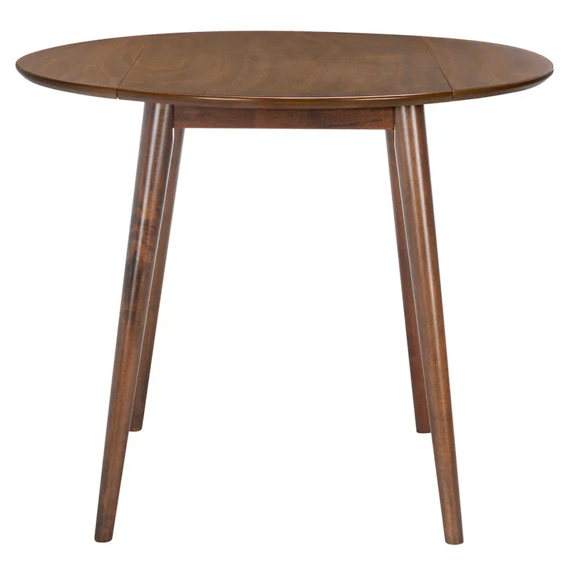 Dark Wood Folding Round Dining Table - Seats 2-4