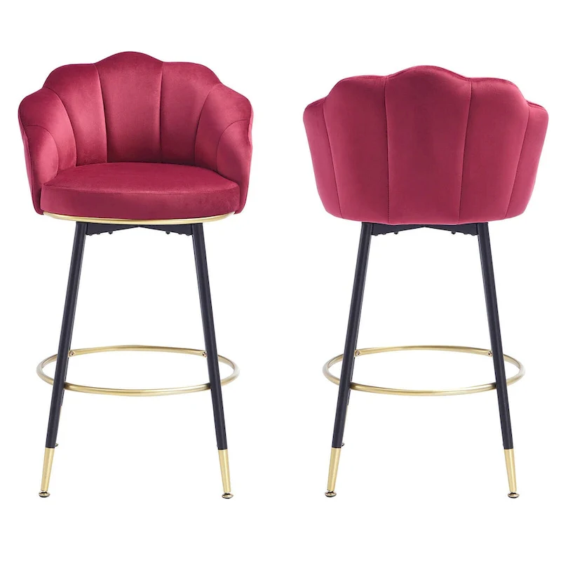 Modern Swivel Bar Stools With Backs – Set of 2, Stylish Kitchen Counter Seating