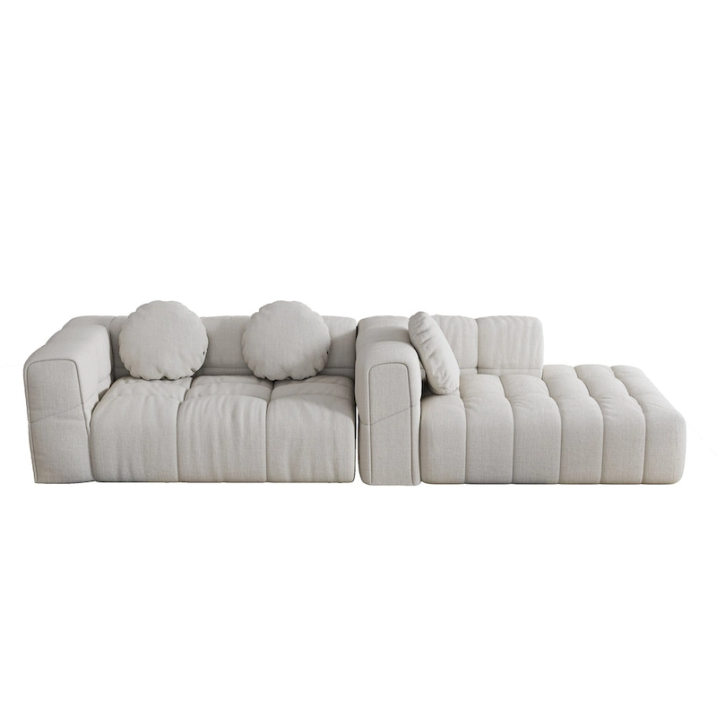 103 L-Shaped Chenille Sectional Sofa with Left Recliner & Pillows