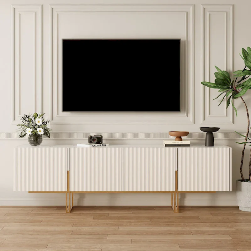 78.7 TV Stand, Entertainment Center with Faux Marble Top