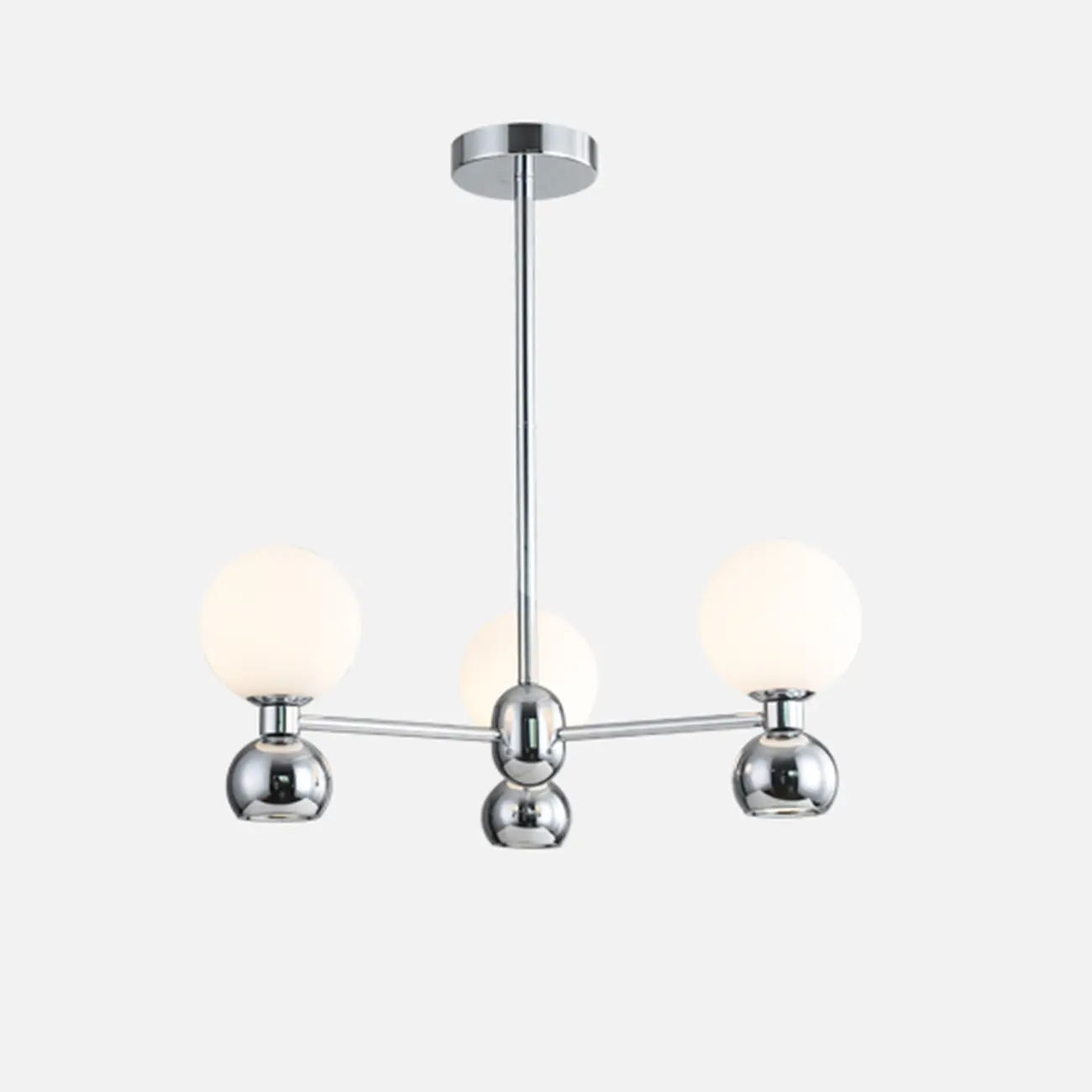Modern Style White Globe Chandelier with Metal Frame