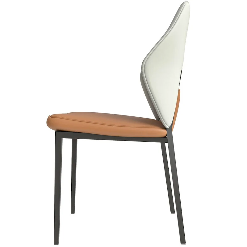 PU Leather Dining Chair – Brown/Grey/Blue Grey/Green Blue/White, Iron Legs, Single