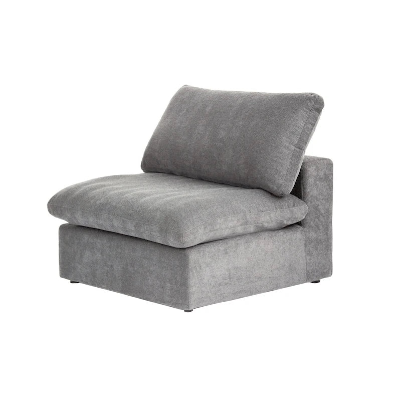 Modern Linen Down Filled Overstuffed Upholstered Sectional Sofa