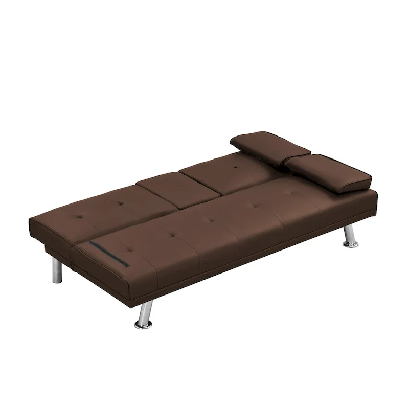 66.1  PVC Loveseat Sofa Bed with Wood Frame and Stainless Legs