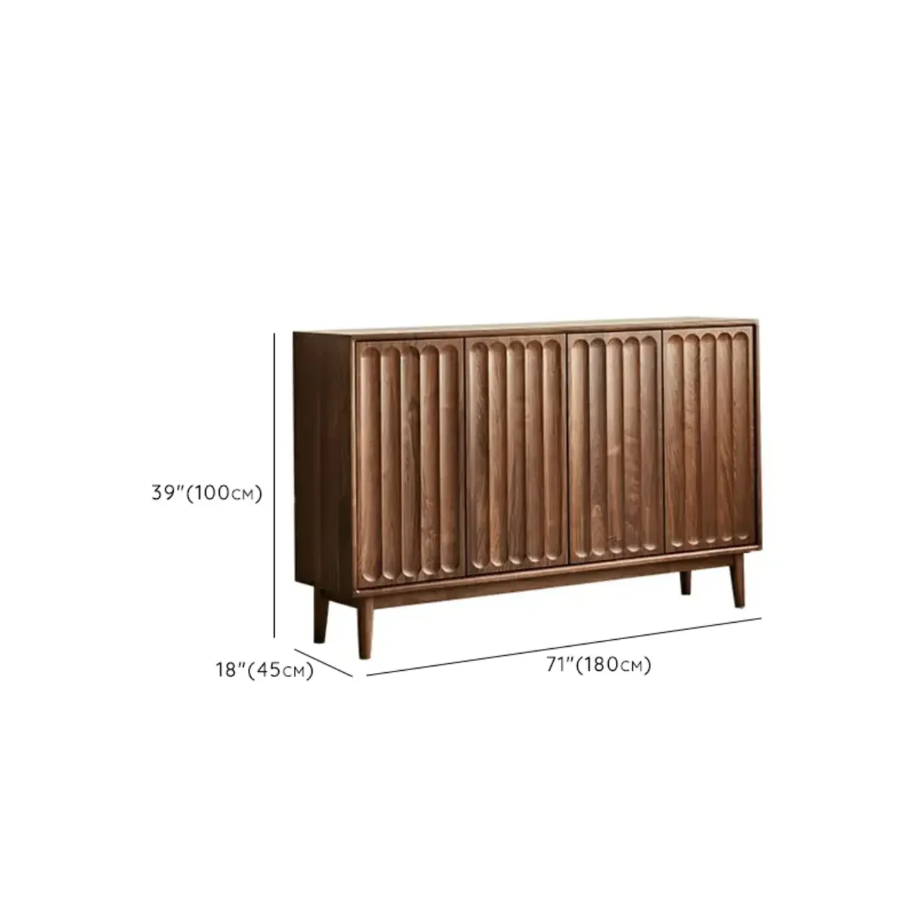 Scandinavian Pine Wood Accent Cabinet in Free-standing