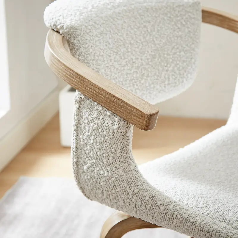 Swivel Upholstered and Wood Accent Chair