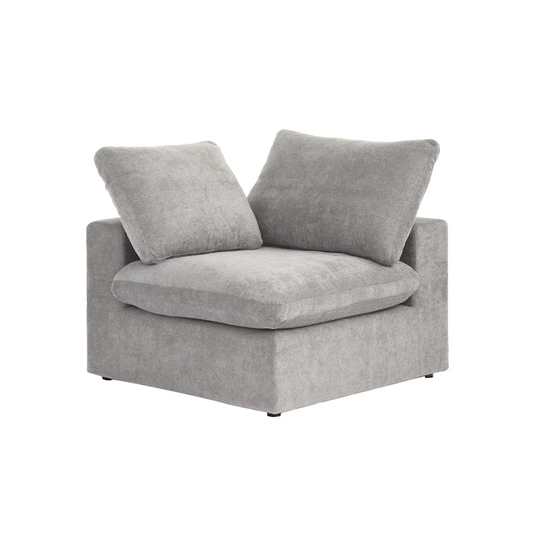 Modern Linen Down Filled Overstuffed Upholstered Sectional Sofa
